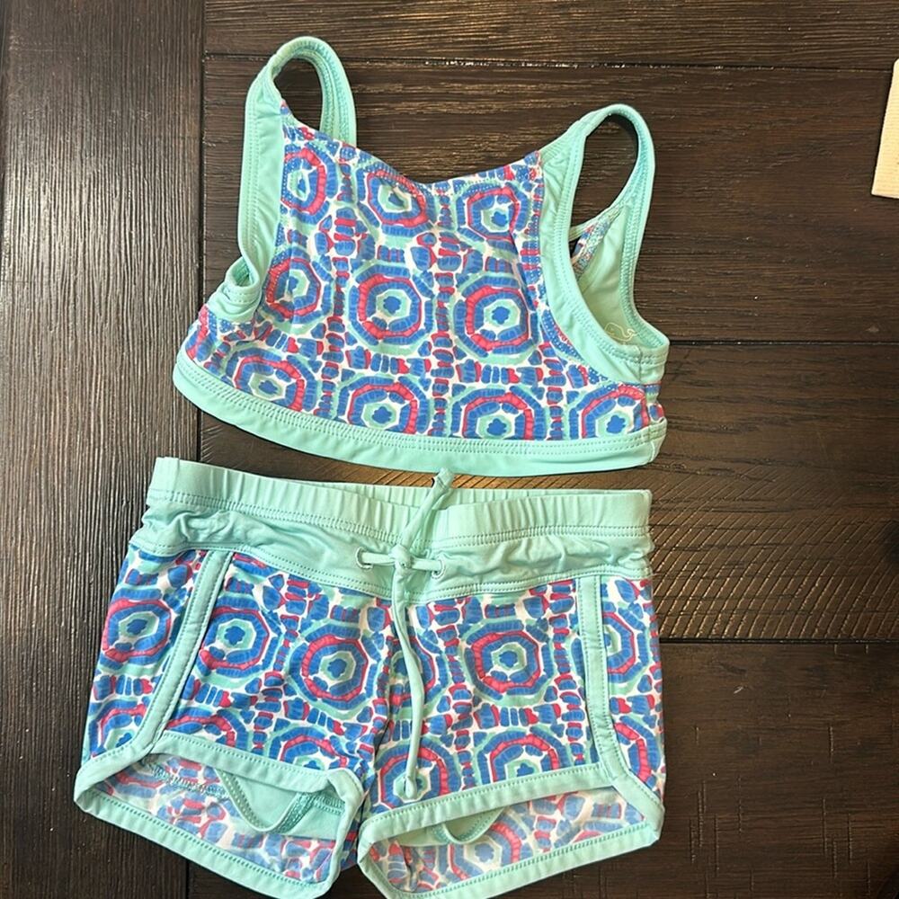 Vineyard Vines Girls Geo Umbrella Swim Top and Shorts Size 2T